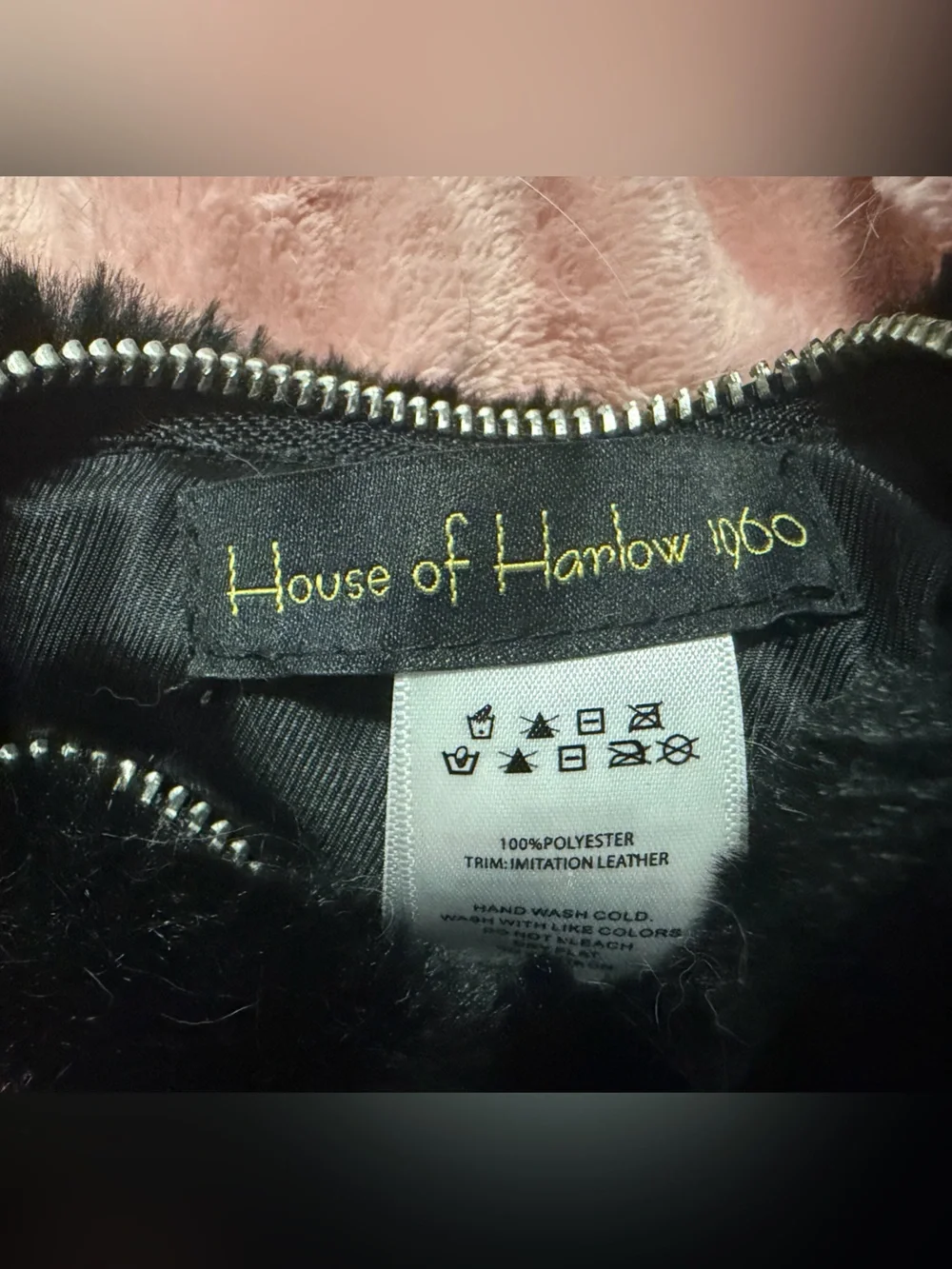 House of Harlow 1960 Black Faux Fur Wristlet Pouch